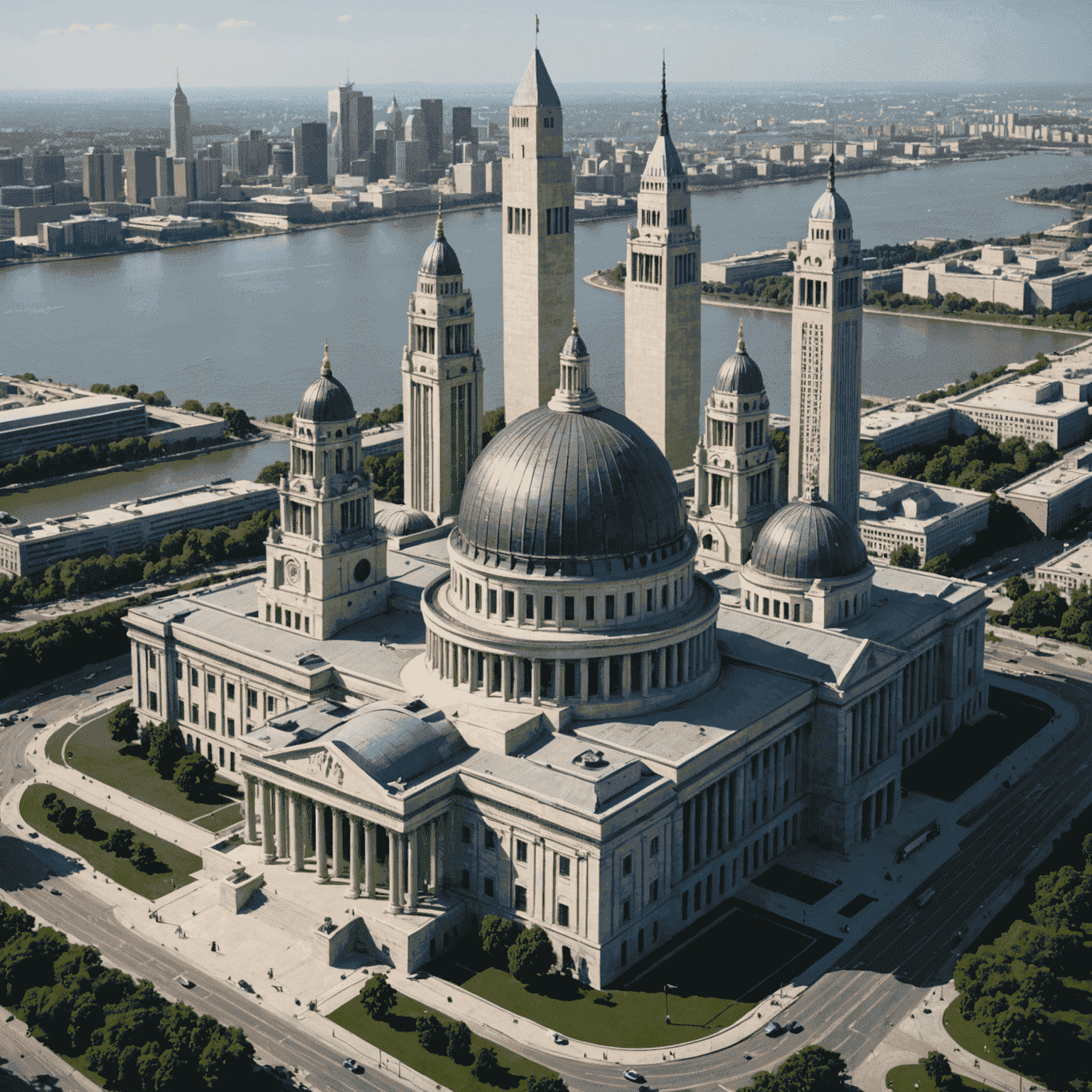 O edifício do Congresso Nacional com suas cúpulas características e torres gêmeas